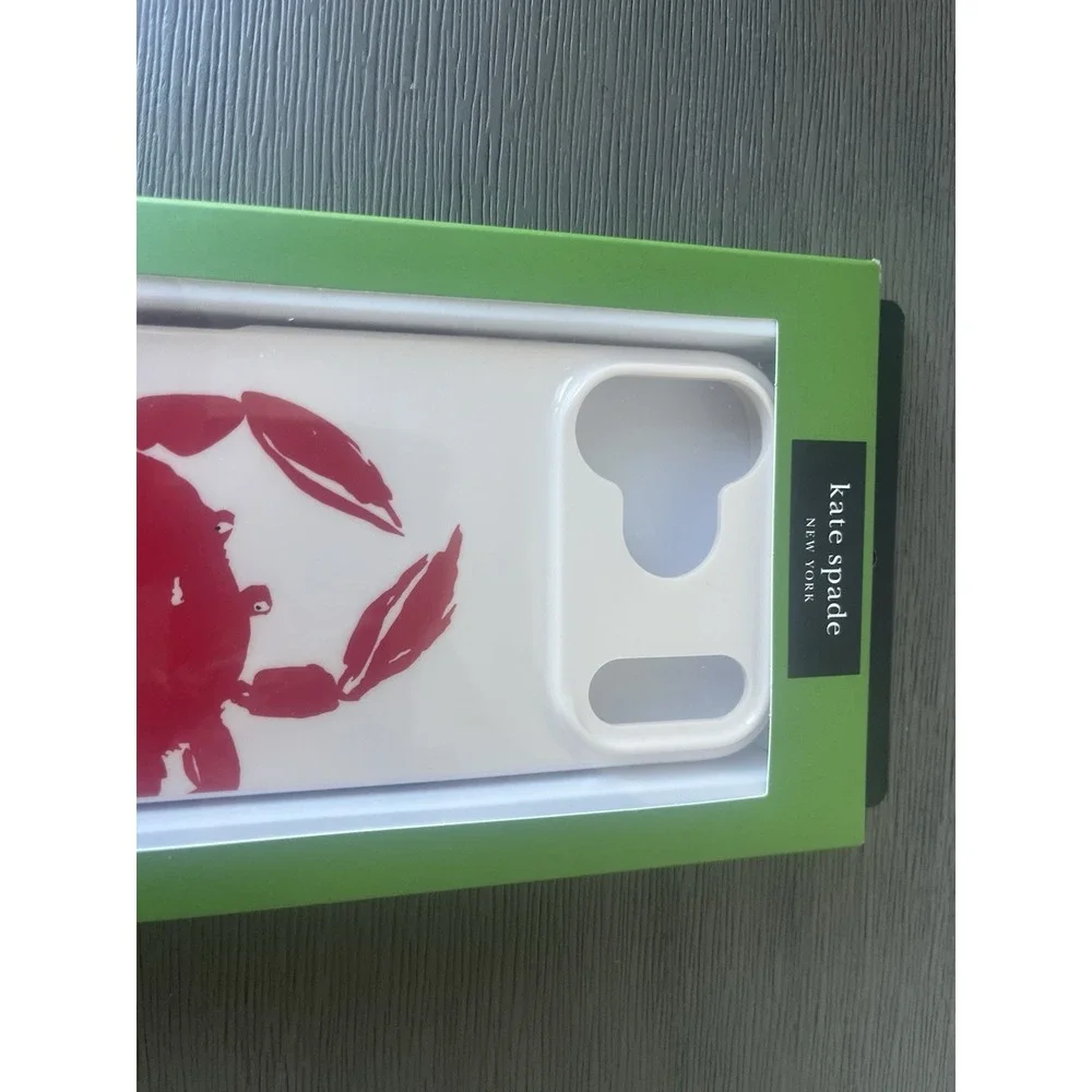 Kate Spade iPhone 17 Pro Max Protective Striped Case MagSafe White Red Crab NIB